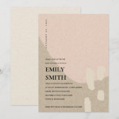 MODERNE ABSTRAKTE KRAFT BLUSH BABY SHOWITE EINLADE DANKESKARTE (Vorne/Hinten)