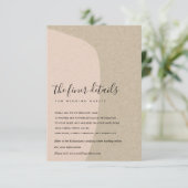 MODERNE ABSTRAKTE KRAFT BLUSH PEACH WEDD DETAIL BEGLEITKARTE (Stehend Vorderseite)