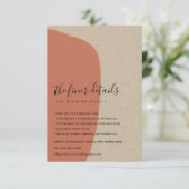 MODERNE ABSTRAKTE KRAFT TERRACOTTA WEDD DETAIL BEGLEITKARTE (Stehend Vorderseite)