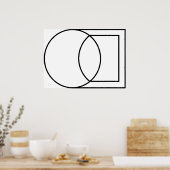 Moderne abstrakte Kreis-Quadrat-Kunst Poster (Küche)