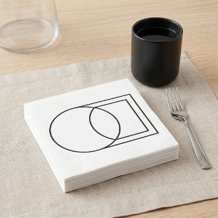 Moderne abstrakte Kreis-Quadrat-Kunst Serviette