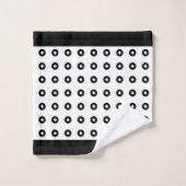 Moderne Abstrakte Kreise in Schwarz und Weiß Badhandtuch Set (Waschlappen)