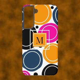 Moderne abstrakte Kreise Monogramm Pink Türkis Samsung Galaxy Hülle