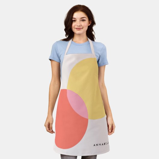 Moderne Abstrakte Kreise Rot Gelb Rosa Minimalisti Schürze (Getragen)