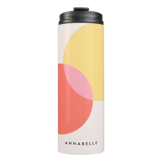 Moderne Abstrakte Kreise Rot Gelb Rosa Minimalisti Thermosbecher (Vorderseite)