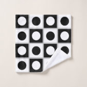 Moderne Abstrakte Kreise und Plätze in Schwarz und Badhandtuch Set (Waschlappen)