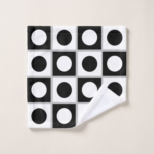 Moderne Abstrakte Kreise und Plätze in Schwarz und Badhandtuch Set (Waschlappen)