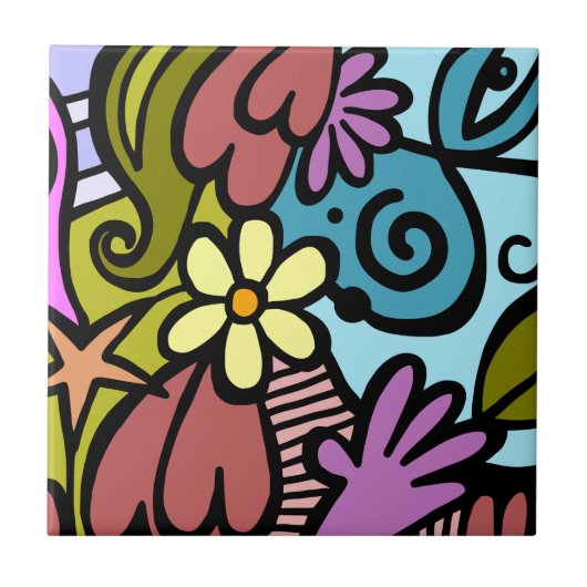 Moderne Abstrakte kubanische Kunst Fliese (Vorderseite)