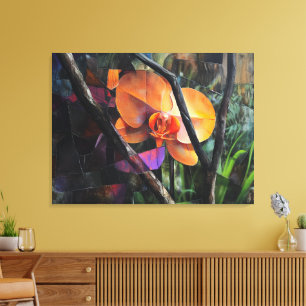 Moderne abstrakte kubistische Orchidee auf gespann Leinwanddruck