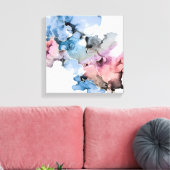 Moderne Abstrakte Kunst Alkohol Tinten blau rosa G Leinwanddruck (Insitu (Wohnzimmer))
