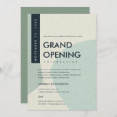 MODERNE ABSTRAKTE KUNST AQUA BLAU GRAND ÖFFNUNG EINLADUNG (Vorne/Hinten)