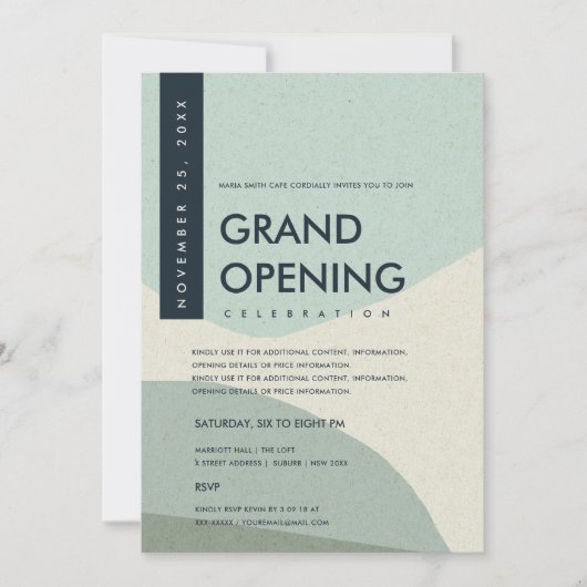 MODERNE ABSTRAKTE KUNST AQUA BLAU GRAND ÖFFNUNG EINLADUNG (Vorderseite)