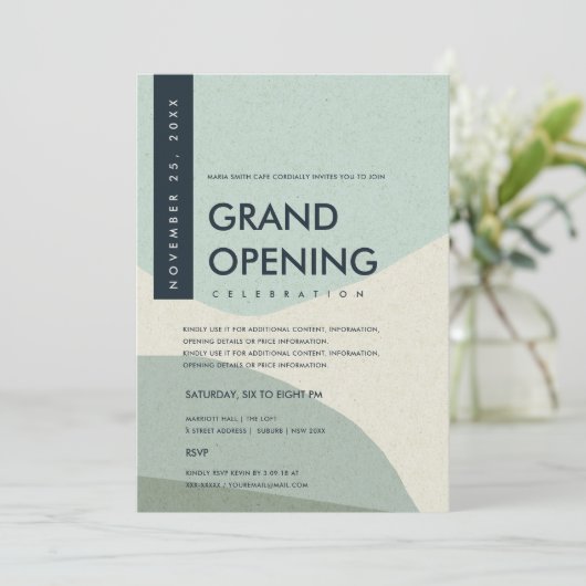 MODERNE ABSTRAKTE KUNST AQUA BLAU GRAND ÖFFNUNG EINLADUNG (Stehend Vorderseite)