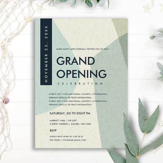 MODERNE ABSTRAKTE KUNST AQUA BLAU GRAND ÖFFNUNG EINLADUNG