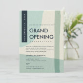 MODERNE ABSTRAKTE KUNST AQUA BLAU GRAND ÖFFNUNG EINLADUNG (Stehend Vorderseite)