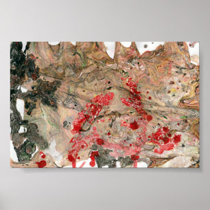 Moderne Abstrakte Kunst Black Red Brown Green Tren Poster