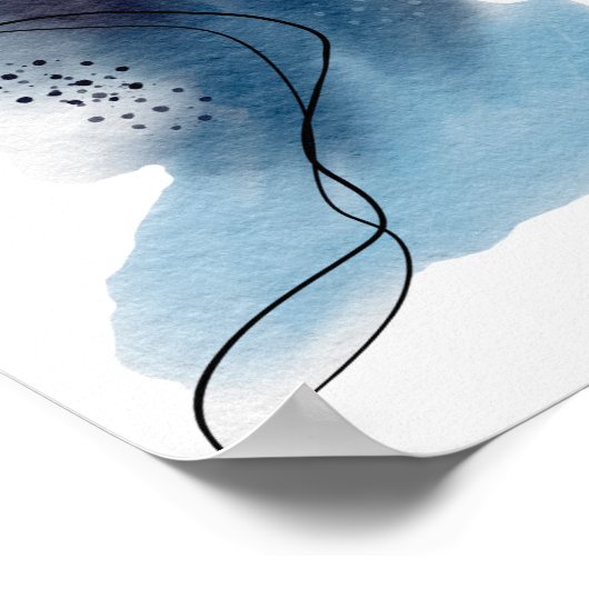 Moderne Abstrakte Kunst Blau Poster (Ecke)