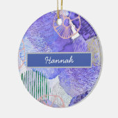 Moderne abstrakte Kunst blau und lila Keramik Ornament (Links)