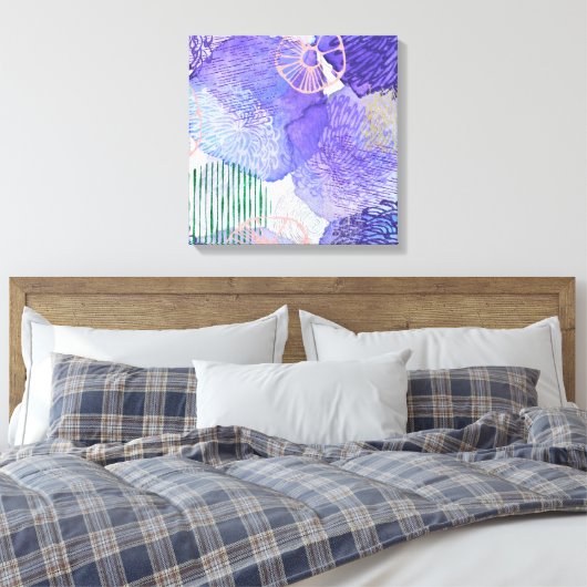 Moderne abstrakte Kunst blau und lila Leinwanddruck (Insitu (Schlafzimmer))