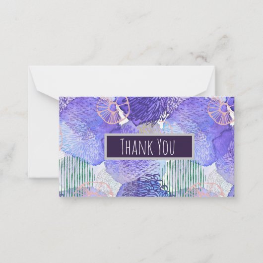 Moderne abstrakte Kunst blau und lila Mitteilungskarte (Vorderseite)