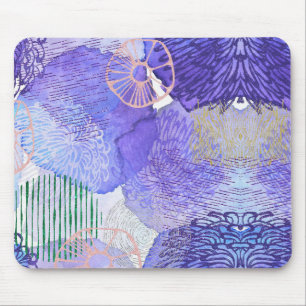 Moderne abstrakte Kunst blau und lila Mousepad