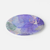 Moderne abstrakte Kunst blau und lila Pappteller (Schrägansicht)