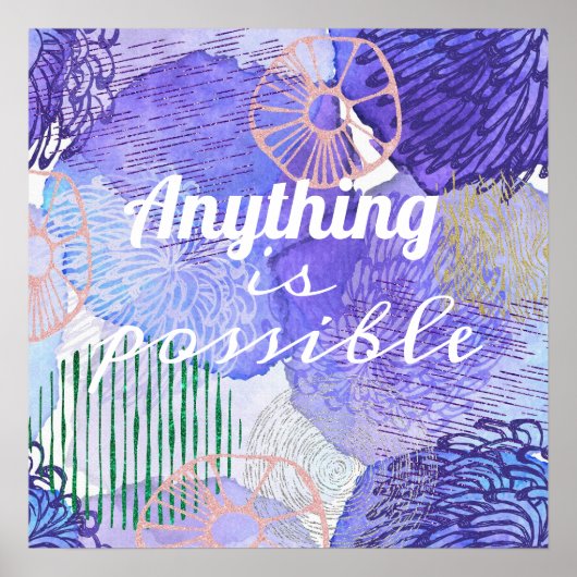 Moderne abstrakte Kunst blau und lila Poster (Vorne)