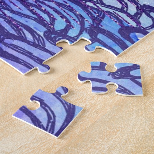Moderne abstrakte Kunst blau und lila Puzzle (Seite)