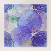 Moderne abstrakte Kunst blau und lila Puzzle (Horizontal)