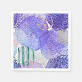 Moderne abstrakte Kunst blau und lila Serviette