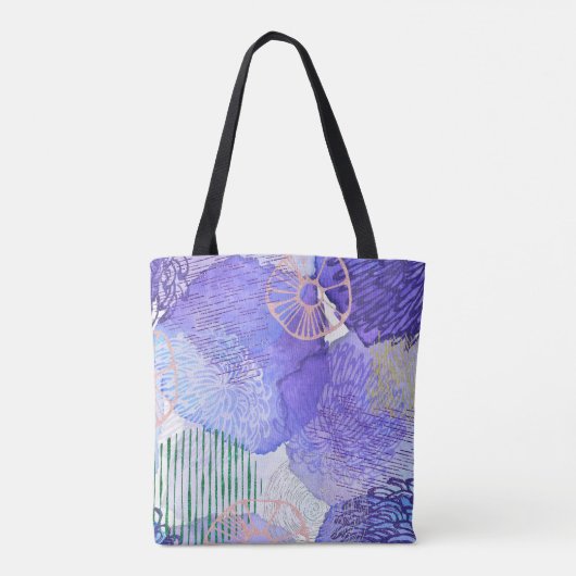 Moderne abstrakte Kunst blau und lila Tasche (Rückseite)