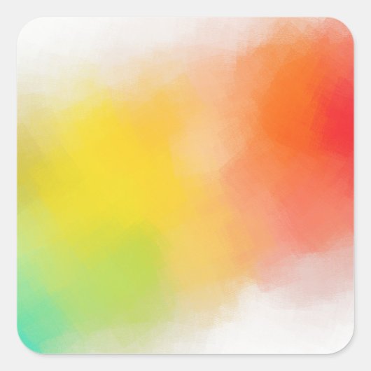 Moderne Abstrakte Kunst Custom Blue Green Yellow Quadratischer Aufkleber (Vorderseite)