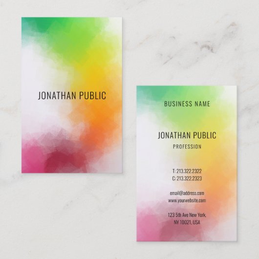 Moderne Abstrakte Kunst Elegante Farbenfrohe Vorla Visitenkarte (Vorne/Hinten)