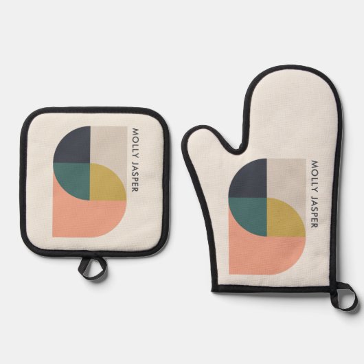 Moderne Abstrakte Kunst Elegante Geometrische Mini Ofenhandschuh & Topflappen-Set (Vorderseite)