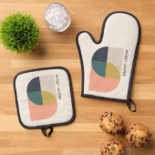 Moderne Abstrakte Kunst Elegante Geometrische Mini Ofenhandschuh & Topflappen-Set (Oben Unten)