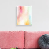 Moderne Abstrakte Kunst Elegante Rosa Gelb Blau Leinwanddruck (Insitu (Wohnzimmer))