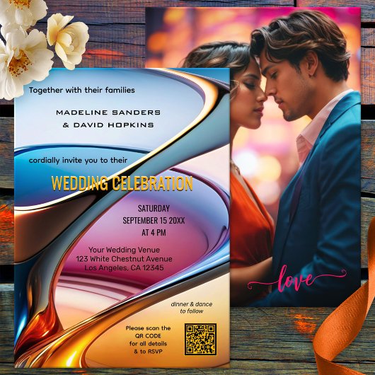 Moderne Abstrakte Kunst - farbenfrohe Hochzeit des Einladung