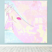 Moderne Abstrakte Kunst Female Face Handline Kunst Leinwanddruck (Insitu (Holzboden))