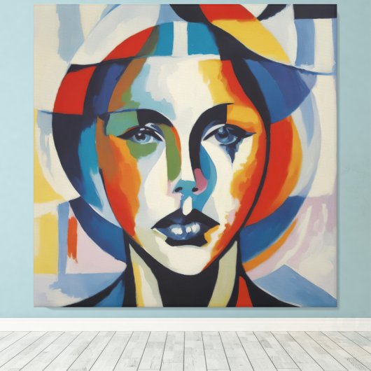 Moderne abstrakte Kunst Frauengesicht Leinwanddruck (Insitu (Holzboden))