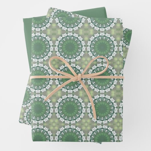 Moderne Abstrakte Kunst Frühjahr Blumenmuster Grün Geschenkpapier Set (Beispiel)