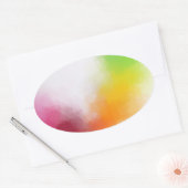 Moderne Abstrakte Kunst Gelb Orange Blau Grün Rosa Ovaler Aufkleber (Umschlag)