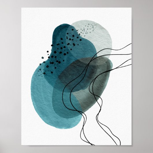 Moderne Abstrakte Kunst Grün Schwarz Poster (Vorne)