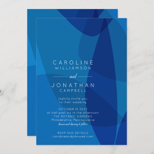 Moderne Abstrakte Kunst in Blue Einzigartiges Tren Einladung (Vorne/Hinten)