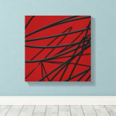 Moderne Abstrakte Kunst in Rot Schwarz Leinwanddruck (Insitu (Holzboden))