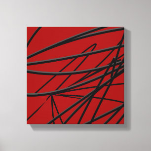 Moderne Abstrakte Kunst in Rot Schwarz Leinwanddruck