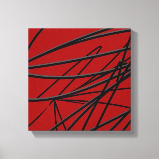 Moderne Abstrakte Kunst in Rot Schwarz Leinwanddruck (Vorderseite)