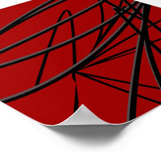 Moderne Abstrakte Kunst in Rot Schwarz Poster (Ecke)