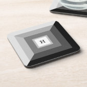 Moderne Abstrakte Kunst in Schwarz, Grau und Weiß Getränkeuntersetzer (Linke Seite)