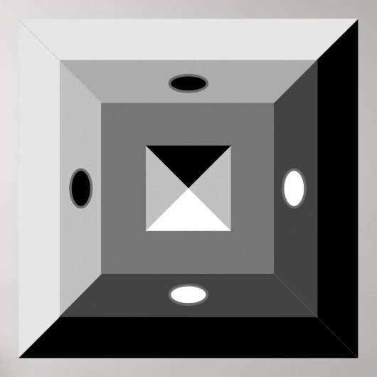 Moderne Abstrakte Kunst in Schwarz, Grau und Weiß Poster (Vorne)