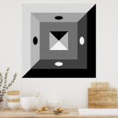 Moderne Abstrakte Kunst in Schwarz, Grau und Weiß Poster (Küche)